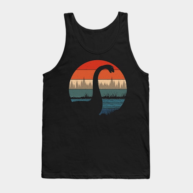 Loch Ness Monster Nessie Retro Sunset Tank Top by Tesszero